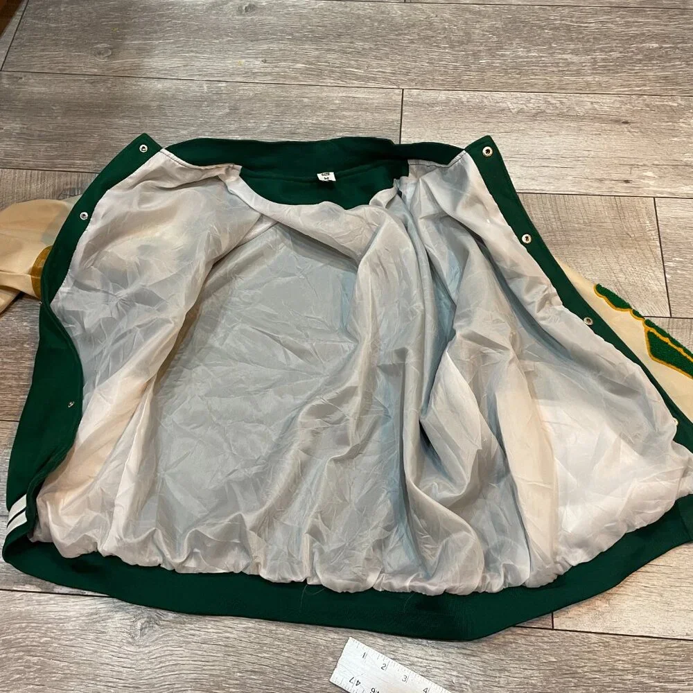 Aelfric Eden San Francisco Authentic Varsity Jacket Green Cream Embroidered XL - Picture 6 of 11